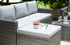 Marbella 5-Seater Garden Lounge Set with Ottoman Chaise | Grey Cushions