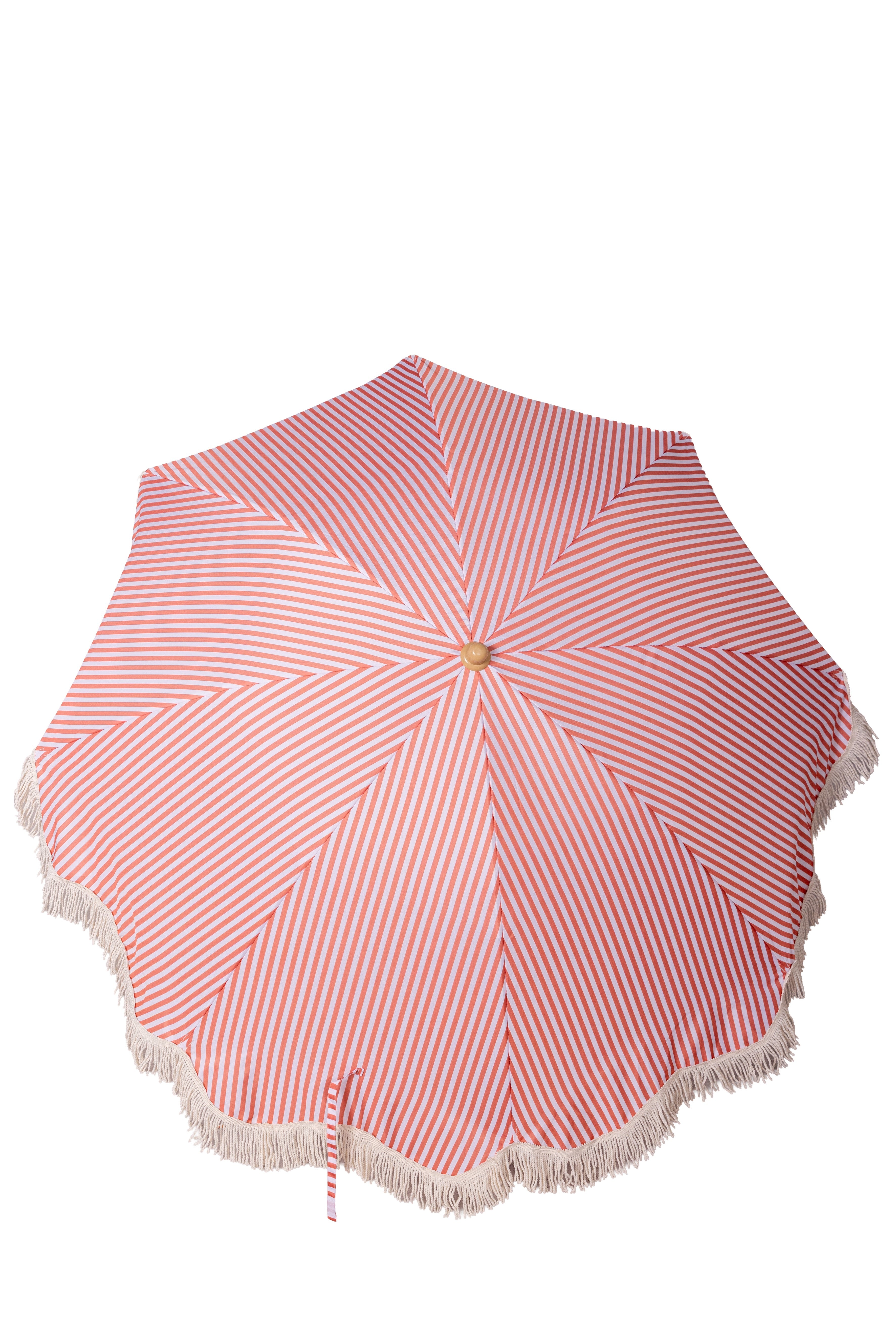 Nook Garden 2m EasyShade Beach Parasol - Striped Terracotta