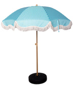 Nook Garden 2m EasyShade Beach Parasol - Striped Coastal Teal