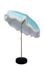 Nook Garden 2m EasyShade Beach Parasol - Striped Coastal Teal