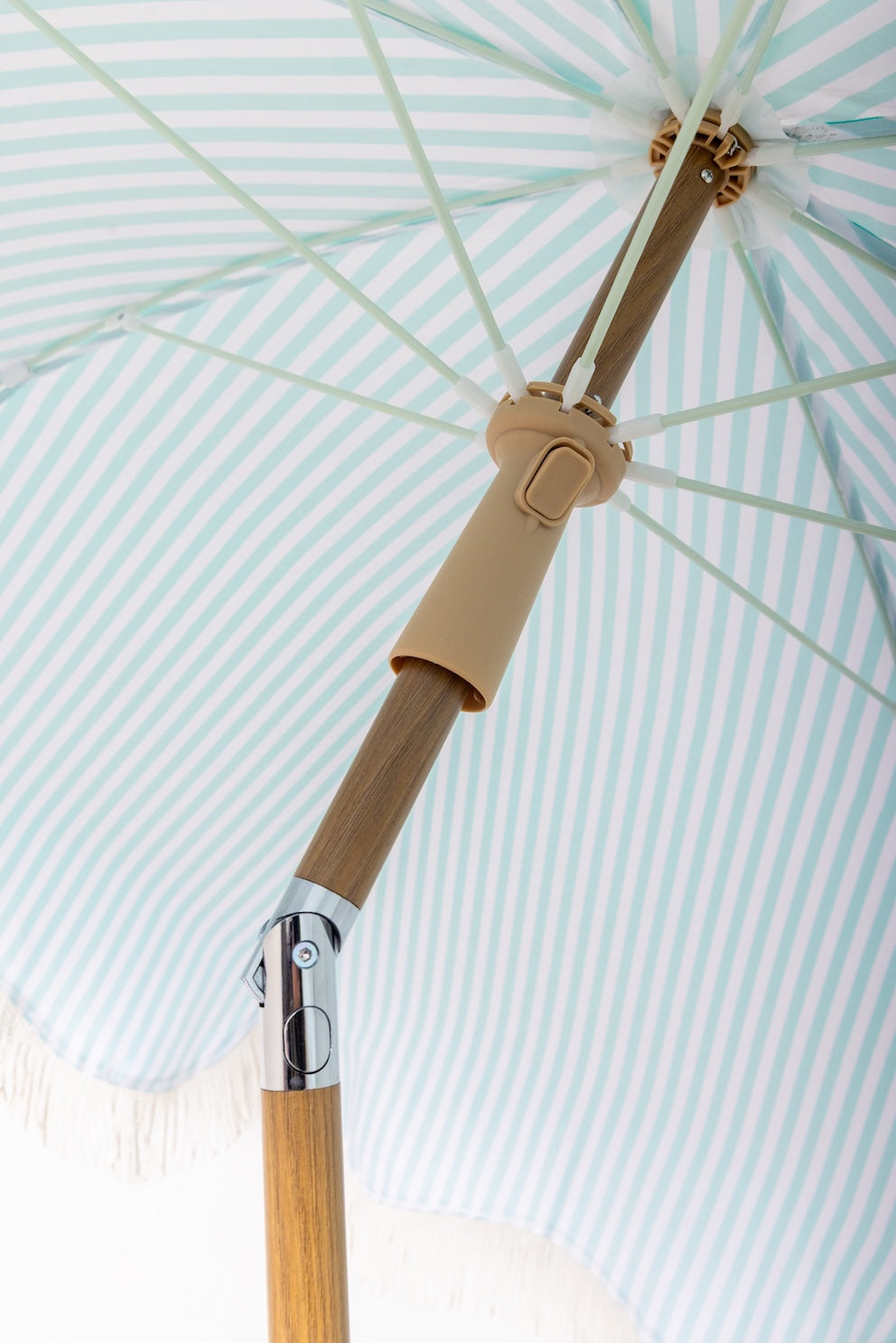 Nook Garden 2m EasyShade Beach Parasol - Striped Coastal Teal