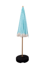 Nook Garden 2m EasyShade Beach Parasol - Striped Coastal Teal