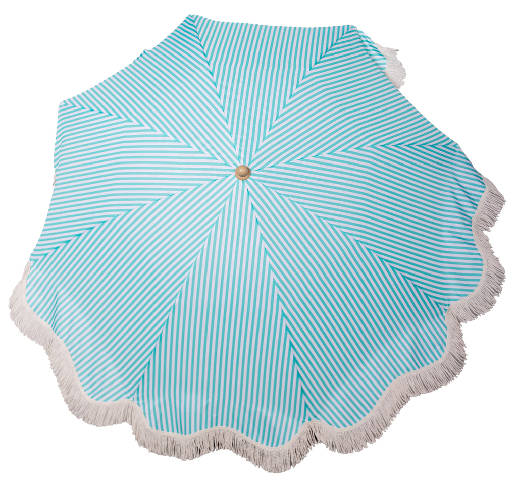 Nook Garden 2m EasyShade Beach Parasol - Striped Coastal Teal