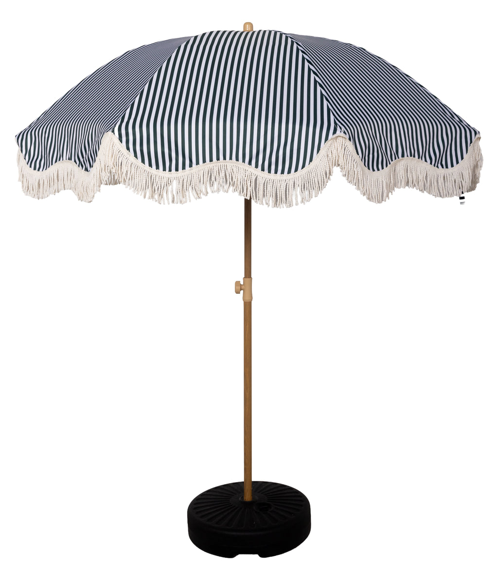 Nook Garden 2m EasyShade Beach Parasol - Striped Forest Green