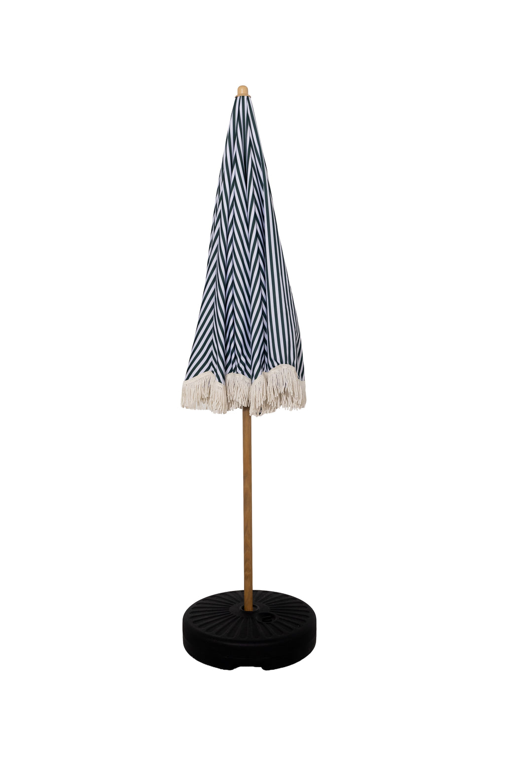 Nook Garden 2m EasyShade Beach Parasol - Striped Forest Green
