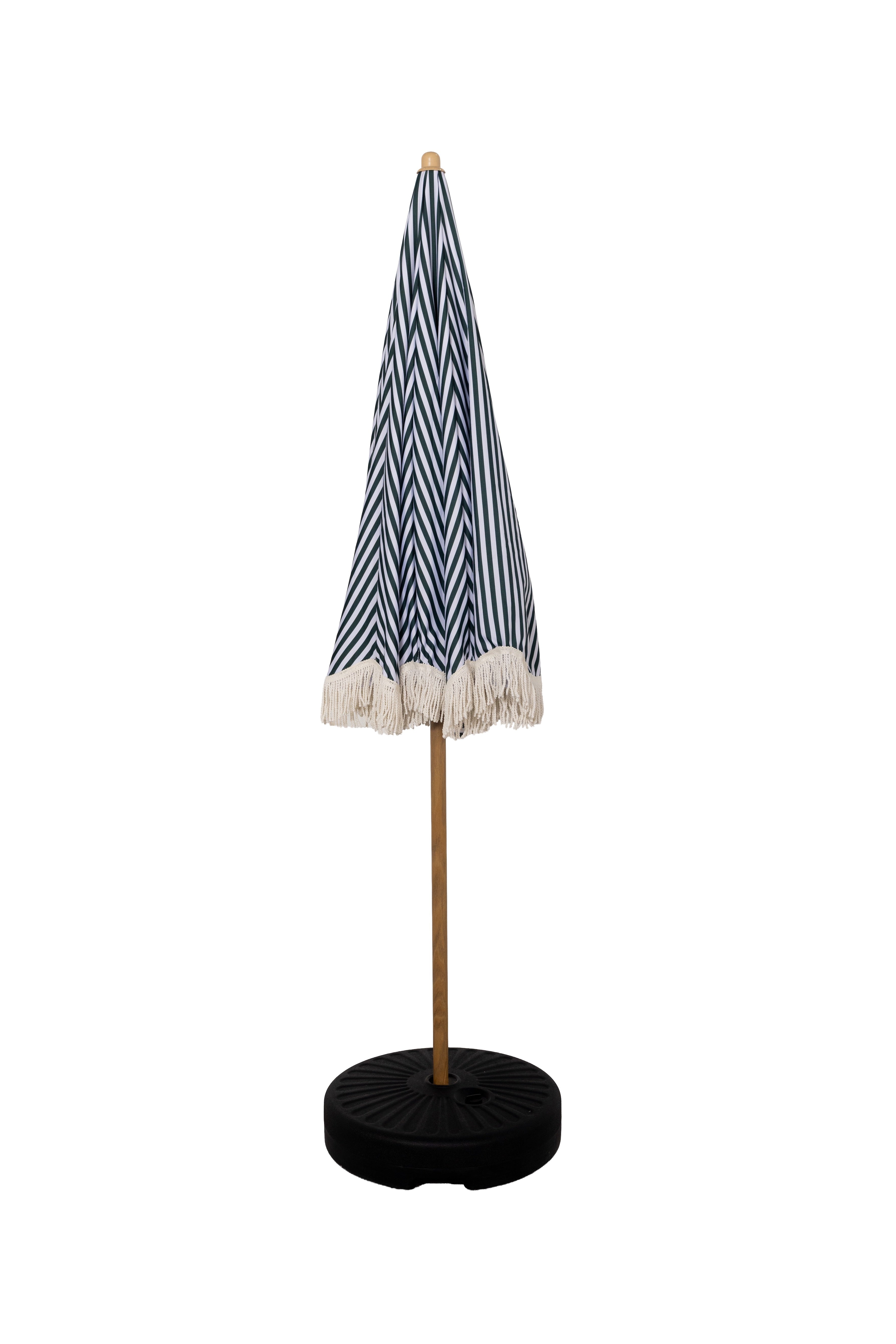Nook Garden 2m EasyShade Beach Parasol - Striped Forest Green