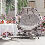 Outsunny Egg Chair w/ Cushion Steel Frame and Side Pocket