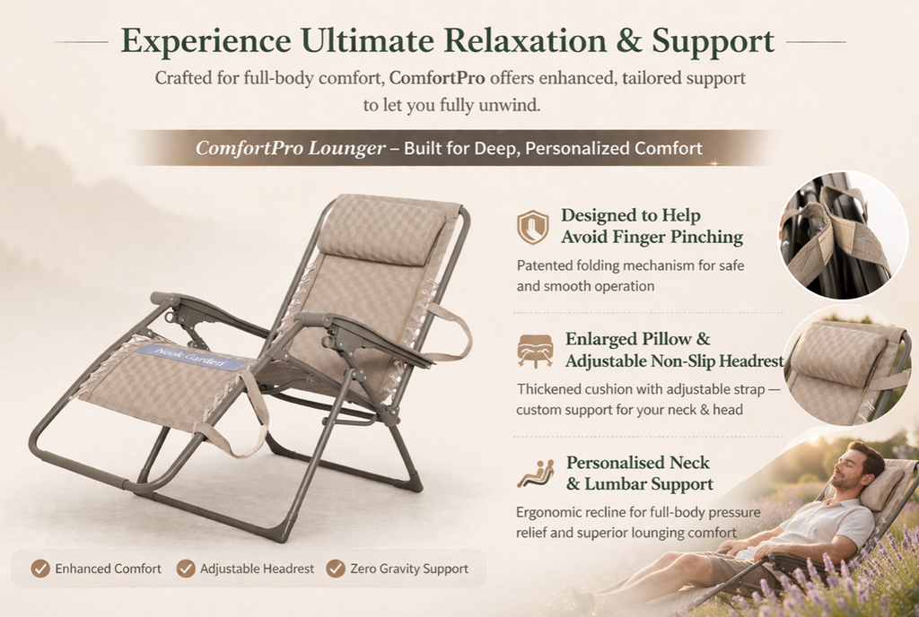 Nook Garden ComfortPro Zero-Gravity Sun Lounger - Pebble Stone