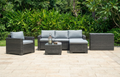 Marbella Grey 5 Seater Chaise Garden Sofa Set and Cushion Box Bundle