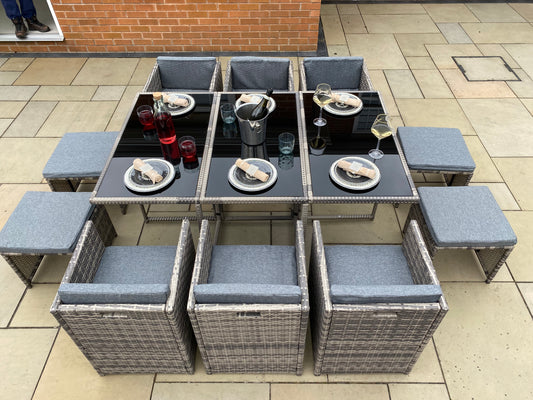 Rattan Ten Seater Cube Garden Furniture Patio Dining Set